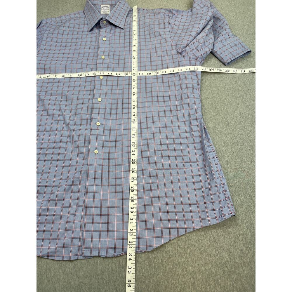 Brooks Brothers Shirt Men 17.5 -38 Plaid 100% Cotton Slim Fit Button Up Made USA - Picture 7 of 8